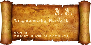 Matyasovszky Marót névjegykártya